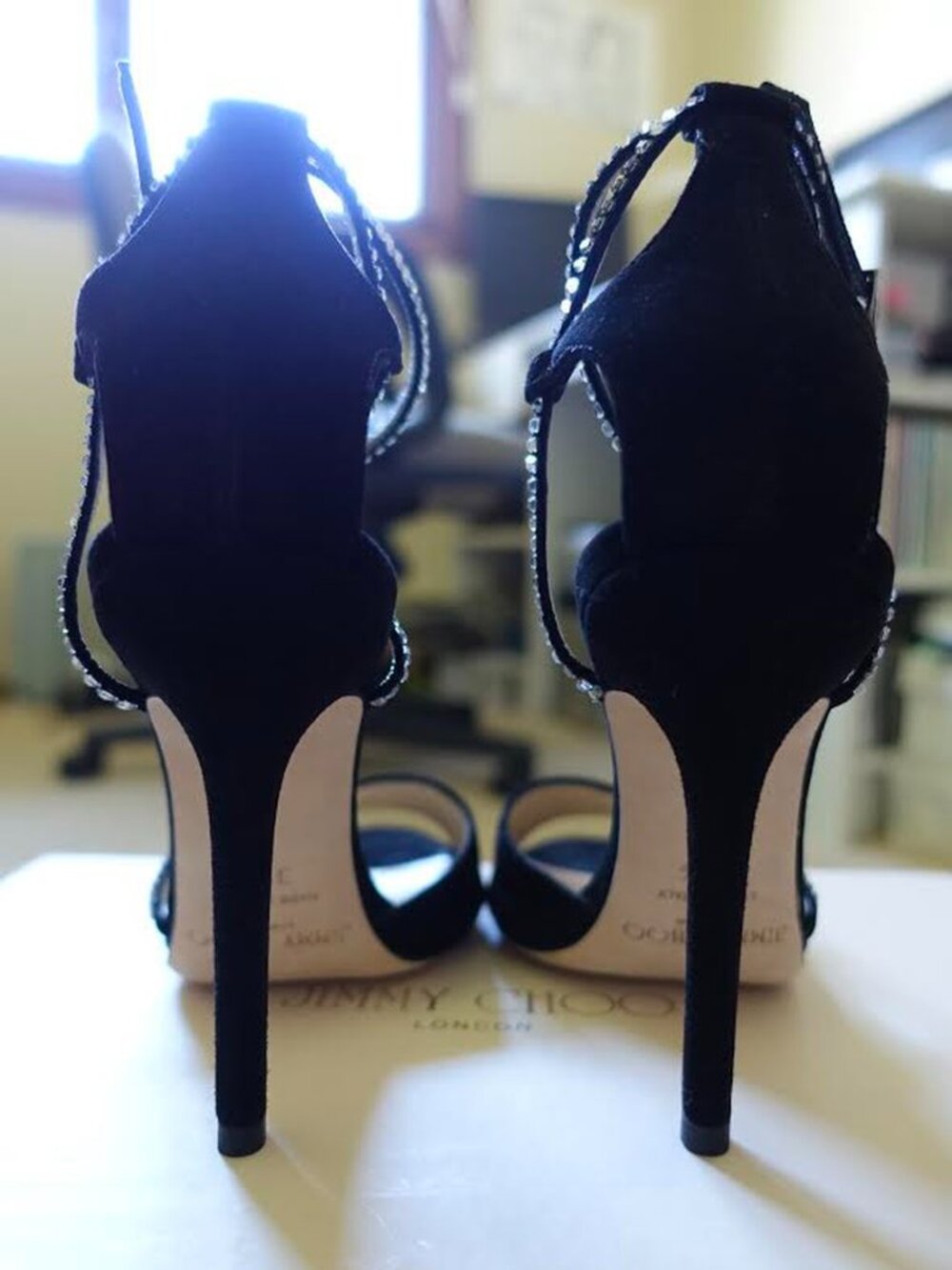 Jimmy Choo Morgan crystal-embellished suede sandals shoes - Picture 5 of 8